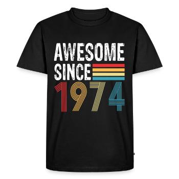 Génial depuis 1974 Anniversaire 1974 Millésime 1974 - T-shirt Premium bio Homme - noir - Devant - Nico (187cm)