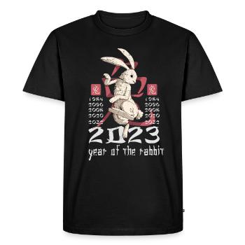 Personnage de lapin chinois Nouvel An 2023 - T-shirt Premium bio Homme - noir - Devant - Nico (187cm)