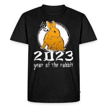Personnage de lapin chinois Nouvel An 2023 - T-shirt Premium bio Homme - noir - Devant - Nico (187cm)