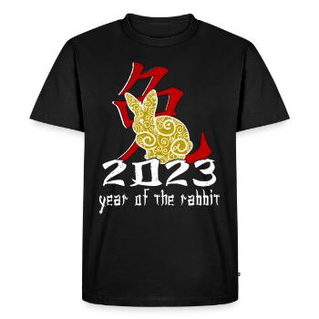 Personnage de lapin chinois Nouvel An 2023 - T-shirt Premium bio Homme - noir - Devant - Nico (187cm)