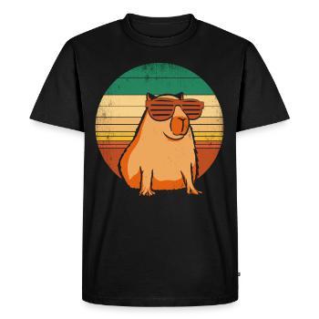 Retro Capybara With Sunglasses Vintage Capibara - Men's Premium Organic T-Shirt - black - Front - Nico (187cm)