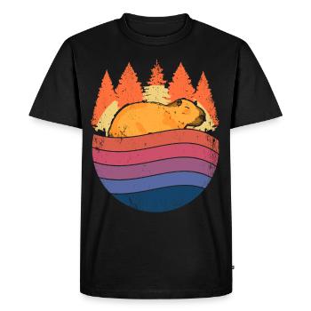 Retro Capybara With Sunglasses Vintage Capibara - Men's Premium Organic T-Shirt - black - Front - Nico (187cm)