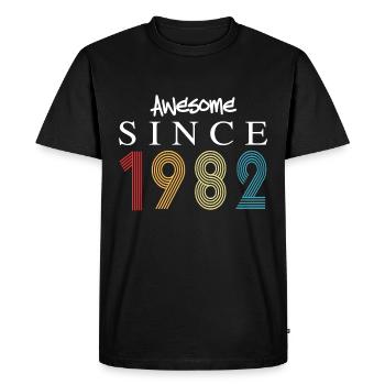 Génial depuis 1982 Anniversaire 1982 Millésime 1982 - T-shirt Premium bio Homme - noir - Devant - Nico (187cm)