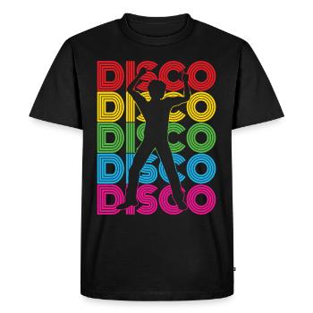 Disco 70s 80s Disco Party Outfit DiscoTheque - T-shirt Premium bio Homme - noir - Devant - Nico (187cm)
