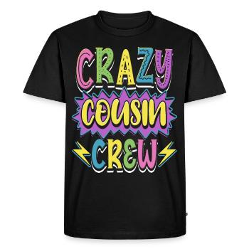 Crazy Cousin Crew Member - Men's Premium Organic T-Shirt - black - Front - Nico (187cm)
