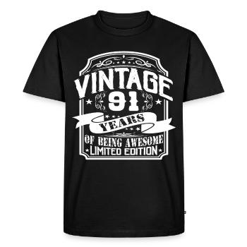 Birthday Vintage 91 Years Limited Edition - Men's Premium Organic T-Shirt - black - Front - Nico (187cm)