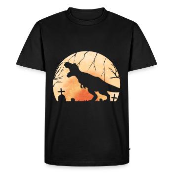 T-Rex Roaring On Cemetery In Front Of The Moon On - Men's Premium Organic T-Shirt - black - Front - Nico (187cm)
