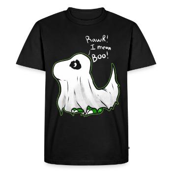 Mignon comic T-rex Tyrannosaurus habillé en fantôme - T-shirt Premium bio Homme - noir - Devant - Nico (187cm)
