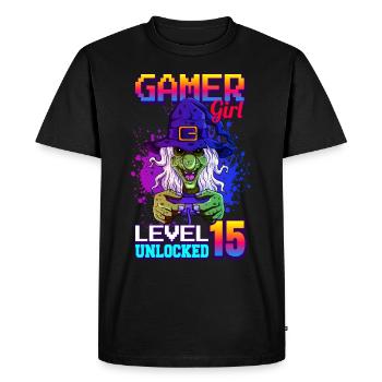 gamer fille 15ème anniversaire jeux vidéo de jeu - T-shirt Premium bio Homme - noir - Devant - Nico (187cm)