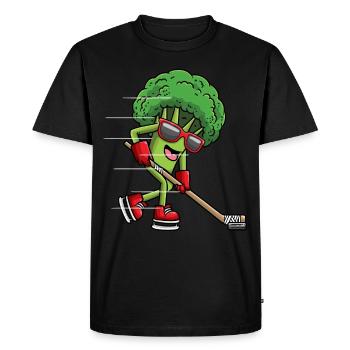 Broccoli Ice Hockey Player Vegan Lustig Hockey - Men's Premium Organic T-Shirt - black - Front - Nico (187cm)