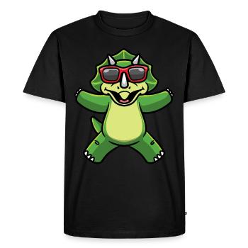 Danser Triceratops Dinosaure avec des lunettes de soleil - T-shirt Premium bio Homme - noir - Devant - Nico (187cm)