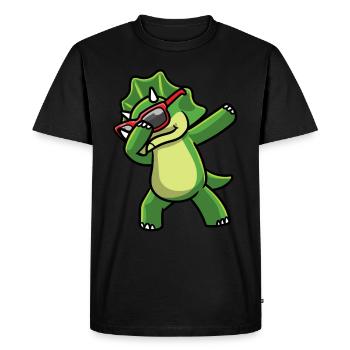 Danser Triceratops Dinosaure avec des lunettes de soleil - T-shirt Premium bio Homme - noir - Devant - Nico (187cm)