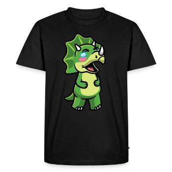 Tricératops Dinosaure Kawaii Émoticône Riant - T-shirt Premium bio Homme - noir - Devant - Nico (187cm)
