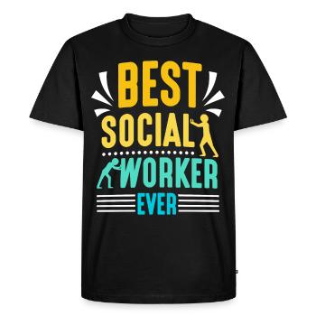 Meilleur travailleur social de tous les temps En travail social - T-shirt Premium bio Homme - noir - Devant - Nico (187cm)