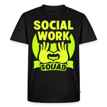 Équipe Travail social Travailleurs sociaux Travail social - T-shirt Premium bio Homme - noir - Devant - Nico (187cm)