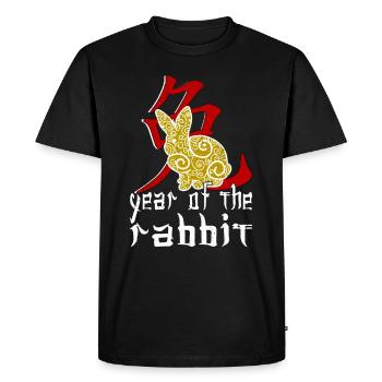 Personnage de lapin chinois Nouvel An 2023 - T-shirt Premium bio Homme - noir - Devant - Nico (187cm)