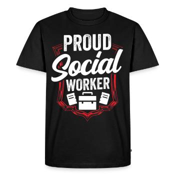 Fier travailleur social Formation Travailleur social - T-shirt Premium bio Homme - noir - Devant - Nico (187cm)