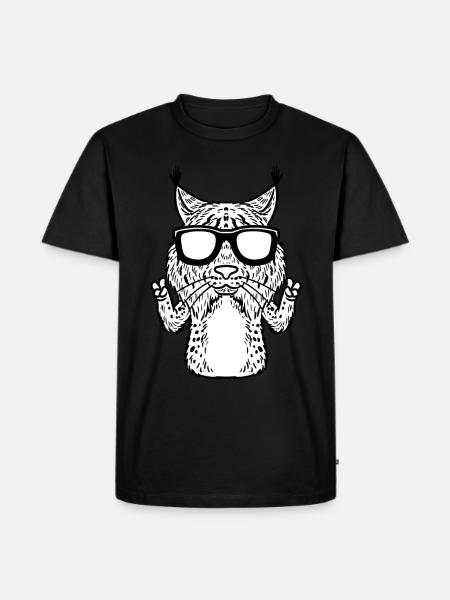 Luchse Luchs Katze Mit Sonnenbrille Lustig - Männer Premium Bio T-Shirt - Schwarz