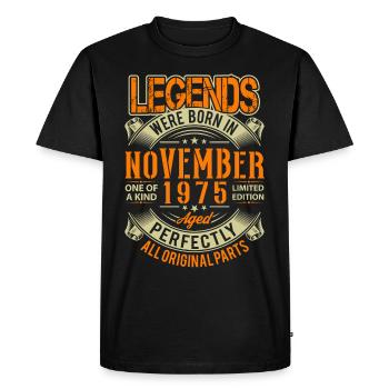 1975 Novembre Légende d’anniversaire - T-shirt Premium bio Homme - noir - Devant - Nico (187cm)