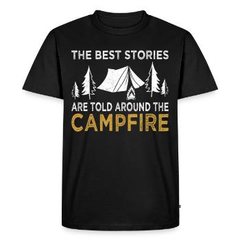 Camping Best Stories Told Around Campfire Camper - Men's Premium Organic T-Shirt - black - Front - Nico (187cm)