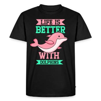 Life Is Better With Dolphins Dolphins Dolphins - Men's Premium Organic T-Shirt - black - Front - Nico (187cm)
