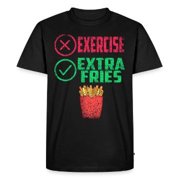 Übung Extra Pommes Exercice Extra Frites Fitness - T-shirt Premium bio Homme - noir - Devant - Nico (187cm)