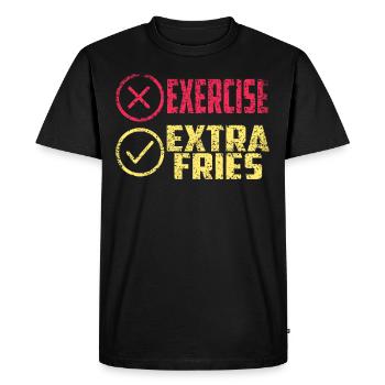 Übung Extra Pommes Exercice Extra Frites Fitness - T-shirt Premium bio Homme - noir - Devant - Nico (187cm)