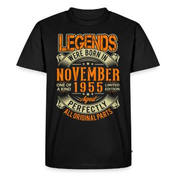 1955 Novembre Légende d’anniversaire - T-shirt Premium bio Homme - noir - Devant - Nico (187cm)
