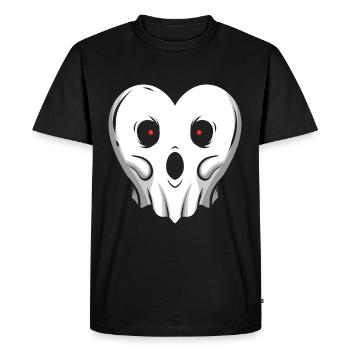 Heart Shaped Ghost With Glowing Eyes On Halloween - Men's Premium Organic T-Shirt - black - Front - Nico (187cm)