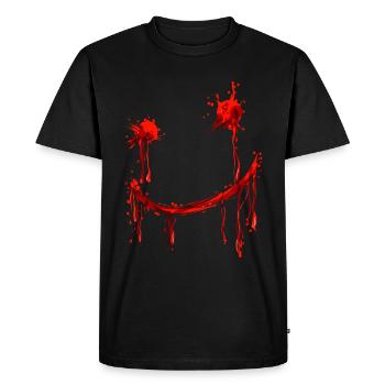 Peinture rouge Visage souriant Costume dégoulinant de sang - T-shirt Premium bio Homme - noir - Devant - Nico (187cm)