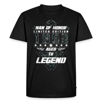 Man of Honor Year of Birth 1963 Camouflage Gift - Men's Premium Organic T-Shirt - black - Front - Nico (187cm)
