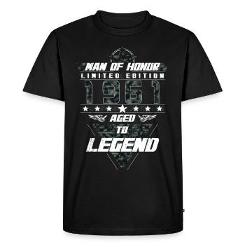 Man of Honor Year of Birth 1961 Camouflage Gift - Men's Premium Organic T-Shirt - black - Front - Nico (187cm)