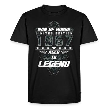 Man of Honor Year of Birth 1967 Camouflage Gift - Men's Premium Organic T-Shirt - black - Front - Nico (187cm)