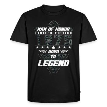 Man of Honor Year of Birth 1975 Camouflage Gift - Men's Premium Organic T-Shirt - black - Front - Nico (187cm)