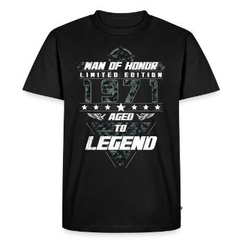 Man of Honor Year of Birth 1971 Camouflage Gift - Men's Premium Organic T-Shirt - black - Front - Nico (187cm)