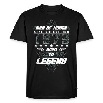 Man of Honor Year of Birth 1973 Camouflage Gift - Men's Premium Organic T-Shirt - black - Front - Nico (187cm)
