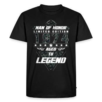 Homme d’honneur Année de naissance 1974 Cadeau de camouflage - T-shirt Premium bio Homme - noir - Devant - Nico (187cm)