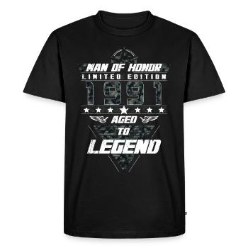Homme d’honneur Année de naissance 1991 Cadeau de camouflage - T-shirt Premium bio Homme - noir - Devant - Nico (187cm)