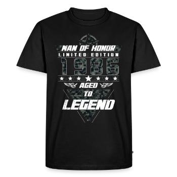 Man of Honor Year of Birth 1986 Camouflage Gift - Men's Premium Organic T-Shirt - black - Front - Nico (187cm)