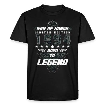 Man of Honor Year of Birth 1994 Camouflage Gift - Men's Premium Organic T-Shirt - black - Front - Nico (187cm)
