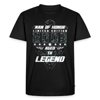 Man of Honor Year of Birth 2003 Camouflage Gift - Men's Premium Organic T-Shirt - black - Front - Nico (187cm)