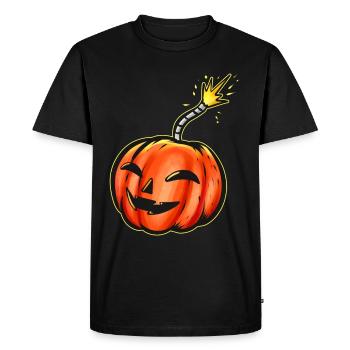 Scary Pumpkin Bomb With Ignited Fuse Halloween - Men's Premium Organic T-Shirt - black - Front - Nico (187cm)