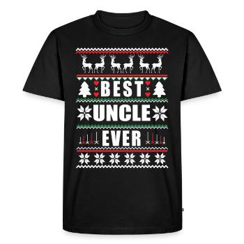 Funny Ugly Christmas Best Uncle Ever - Men's Premium Organic T-Shirt - black - Front - Nico (187cm)