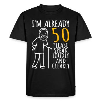50-årsdag mann 50-årene 50-årene Jeg er allerede 50 år - Premium økologisk T-skjorte for menn - svart - Foran - Nico (187cm)