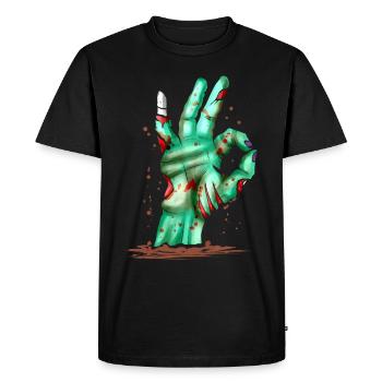Main de zombie hors de la tombe montrant un excellent signe - T-shirt Premium bio Homme - noir - Devant - Nico (187cm)