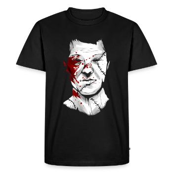 Scary Blood Splatter Leather Masque facial Halloween - T-shirt Premium bio Homme - noir - Devant - Nico (187cm)