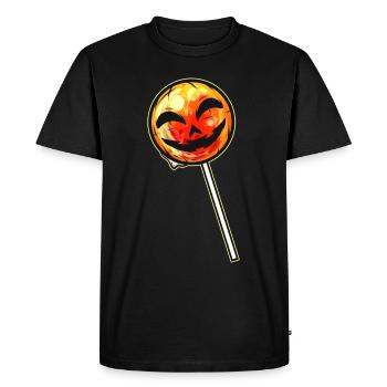 Pumpkin Lollipop Lolli Sucker Halloween - Men's Premium Organic T-Shirt - black - Front - Nico (187cm)