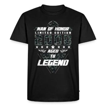 Man of Honor Year of Birth 2008 Camouflage Gift - Men's Premium Organic T-Shirt - black - Front - Nico (187cm)