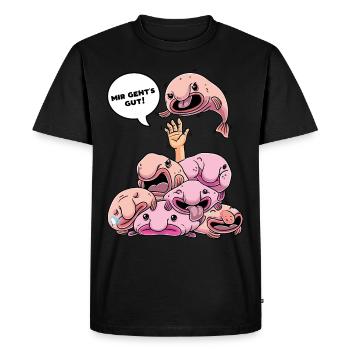 Funny Blobfish Mir Geht's Gut Fisch - Men's Premium Organic T-Shirt - black - Front - Nico (187cm)
