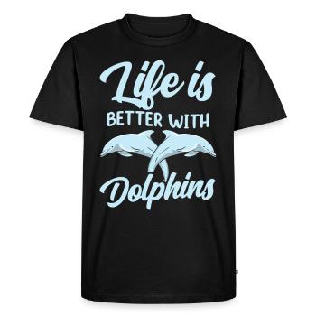 La vie est meilleure avec les dauphins Dauphins Dauphins - T-shirt Premium bio Homme - noir - Devant - Nico (187cm)